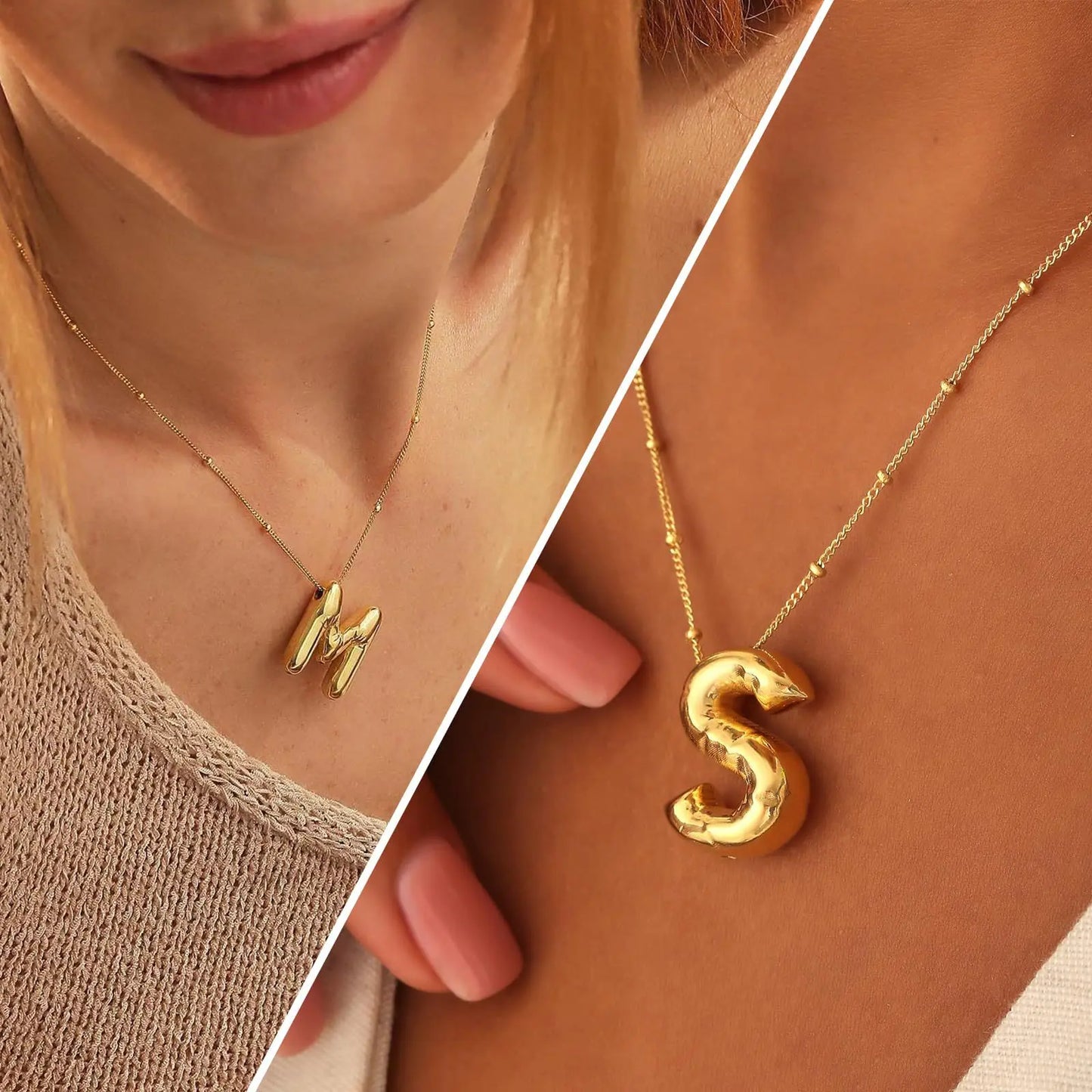 Chunky Letter Pendant Necklace