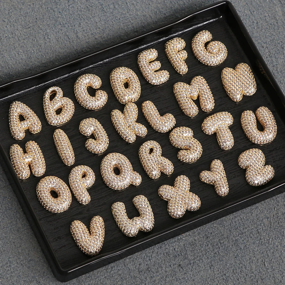 Chunky Letter Necklace with Zirconia Stone