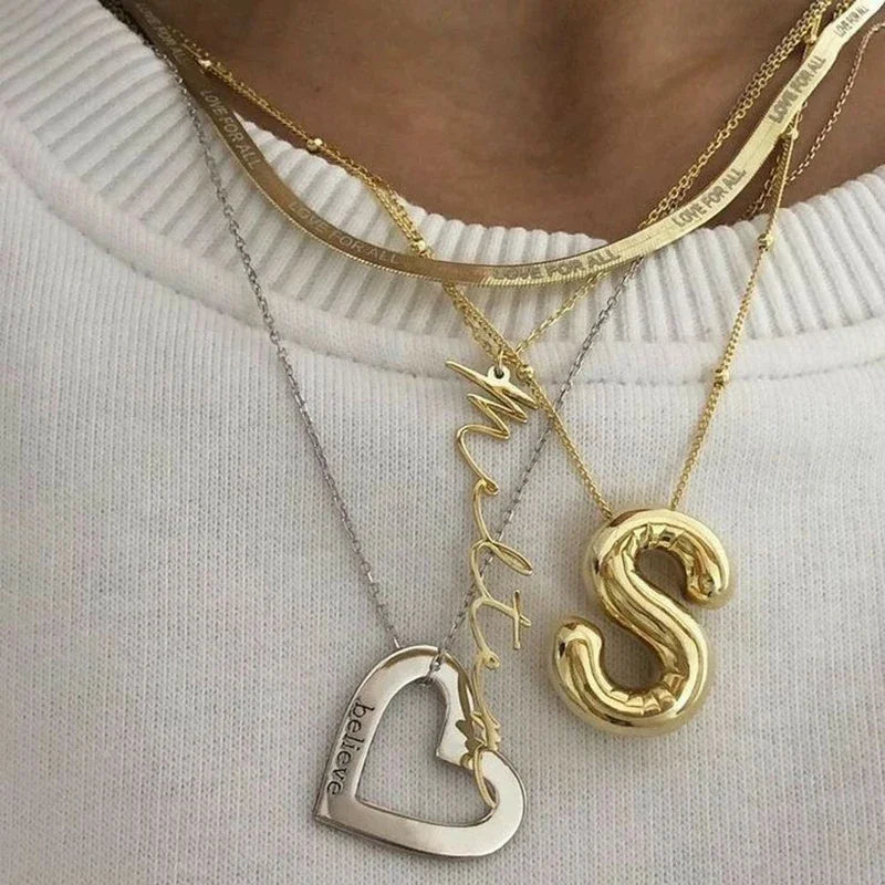 Chunky Letter Pendant Necklace
