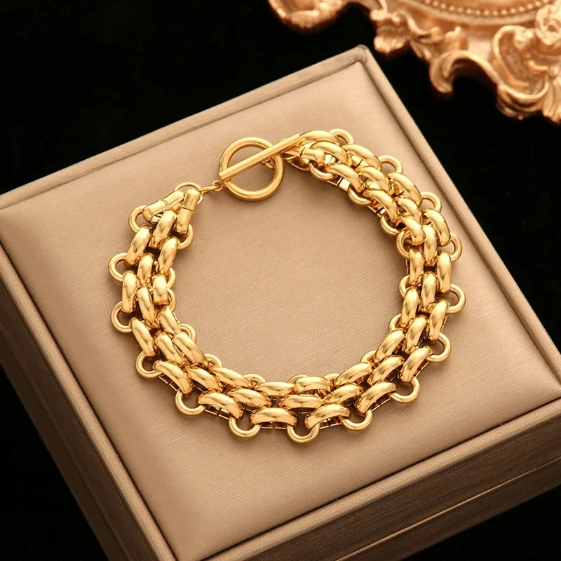 Cuban Chain Necklace Bracelet Set