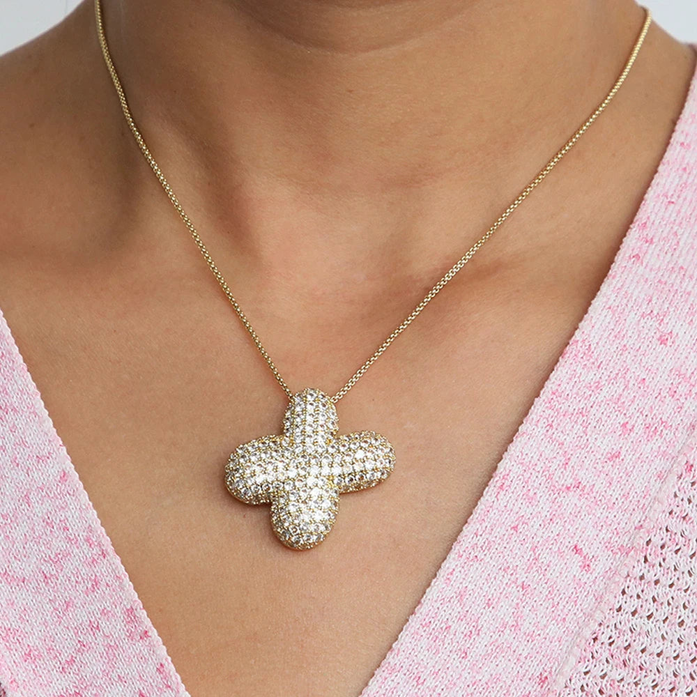 Chunky Letter Necklace with Zirconia Stone