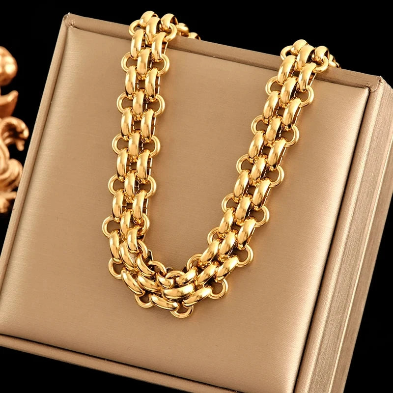 Cuban Chain Necklace Bracelet Set