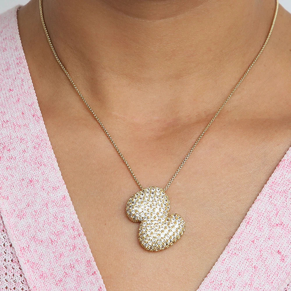 Chunky Letter Necklace with Zirconia Stone
