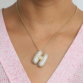 Chunky Letter Necklace with Zirconia Stone