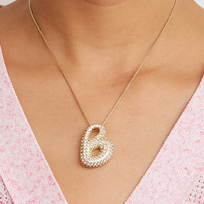 Chunky Letter Necklace with Zirconia Stone