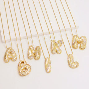 Chunky Letter Necklace with Zirconia Stone